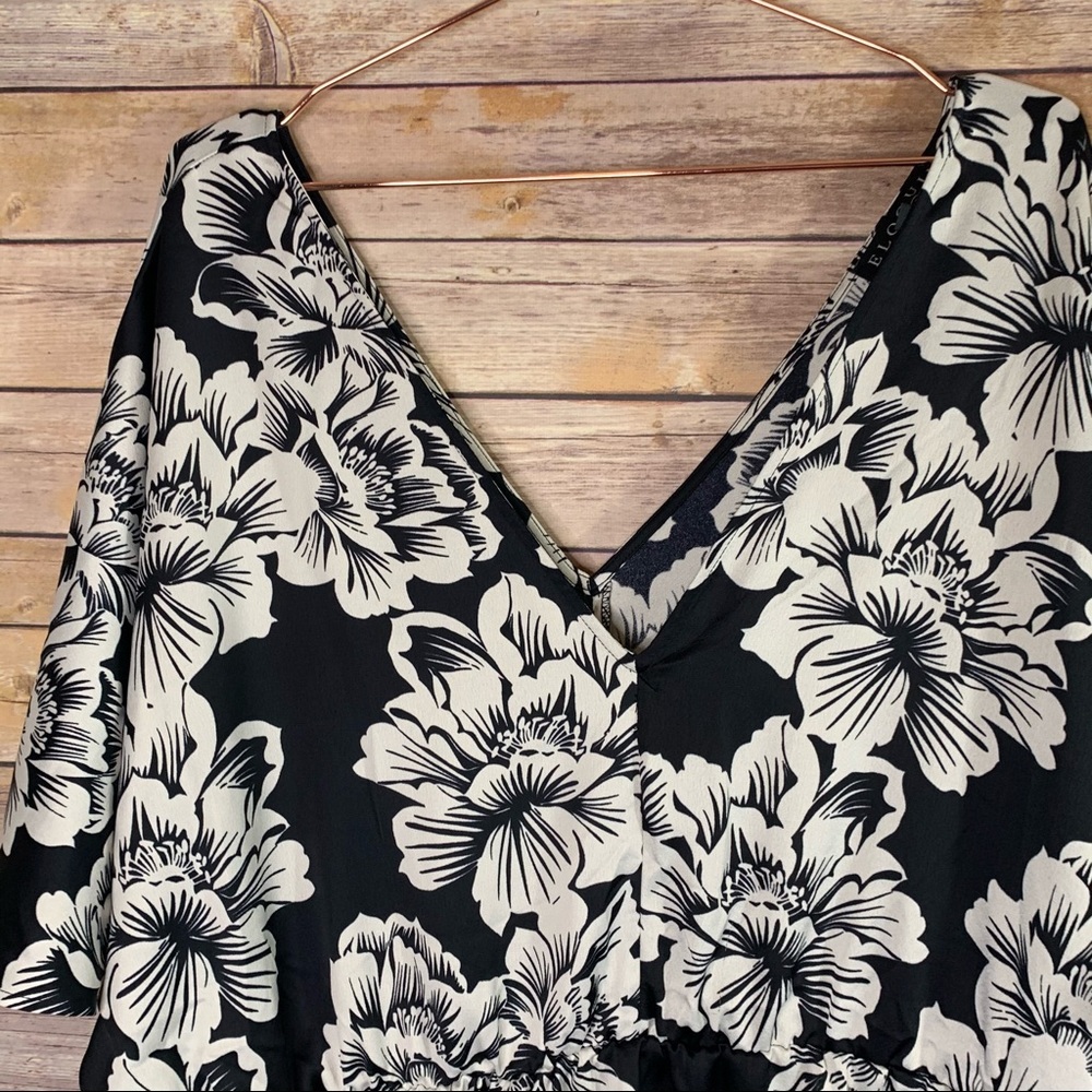 Eloquii Black and White Floral Midi Dress Bold Print - Picture 5 of 11